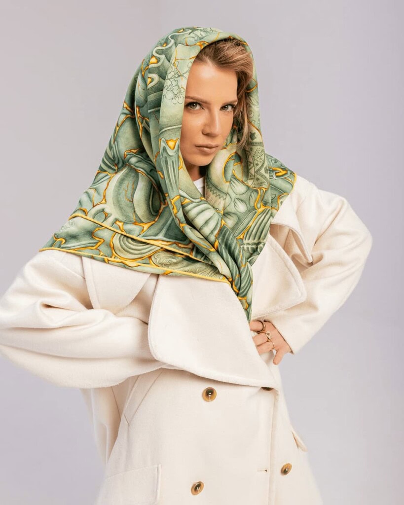 chusta welniano jedwabna dwustronna kintsugi spadiora 9