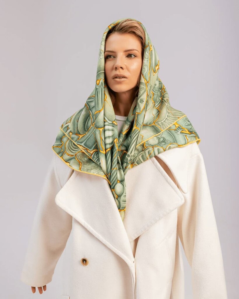 chusta welniano jedwabna dwustronna kintsugi spadiora 10