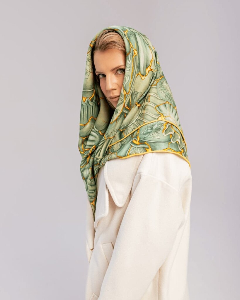 chusta welniano jedwabna dwustronna kintsugi spadiora 11