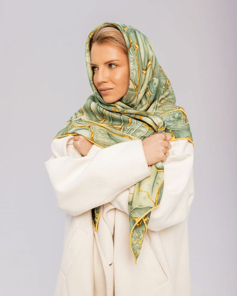 chusta welniano jedwabna dwustronna kintsugi spadiora 13