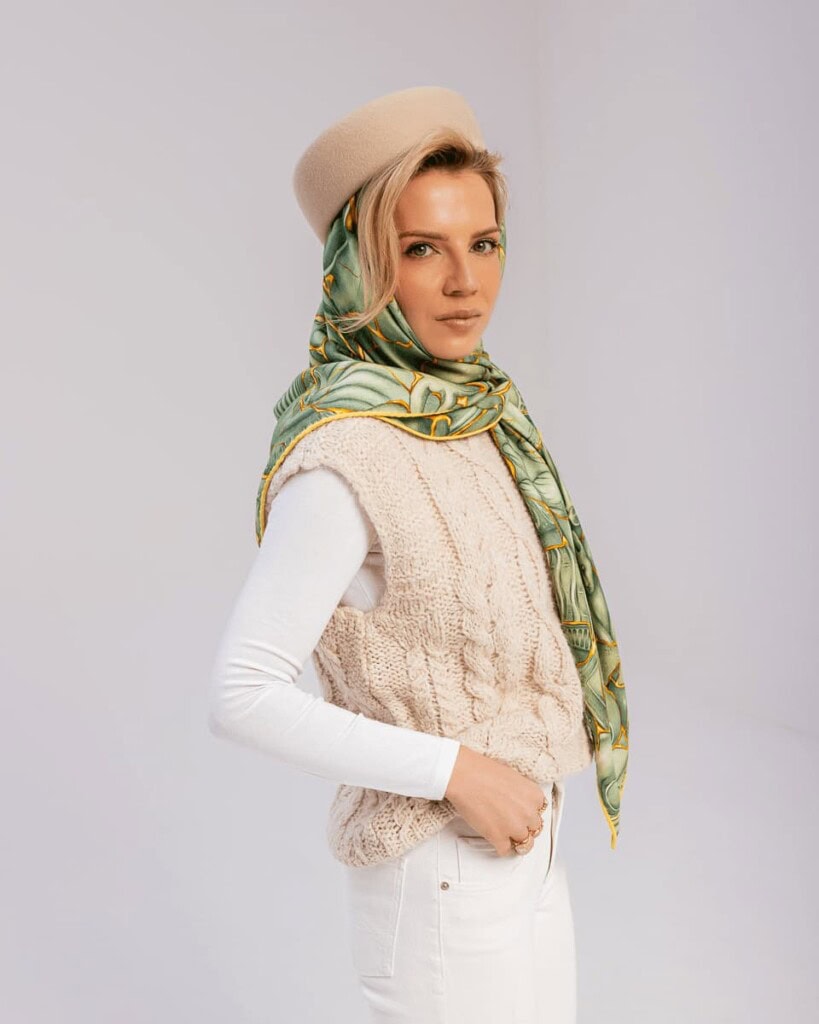 chusta welniano jedwabna dwustronna kintsugi spadiora 2