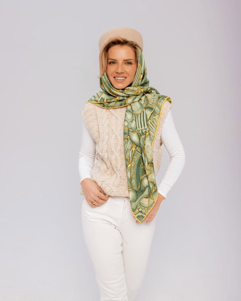 chusta welniano jedwabna dwustronna kintsugi spadiora 3