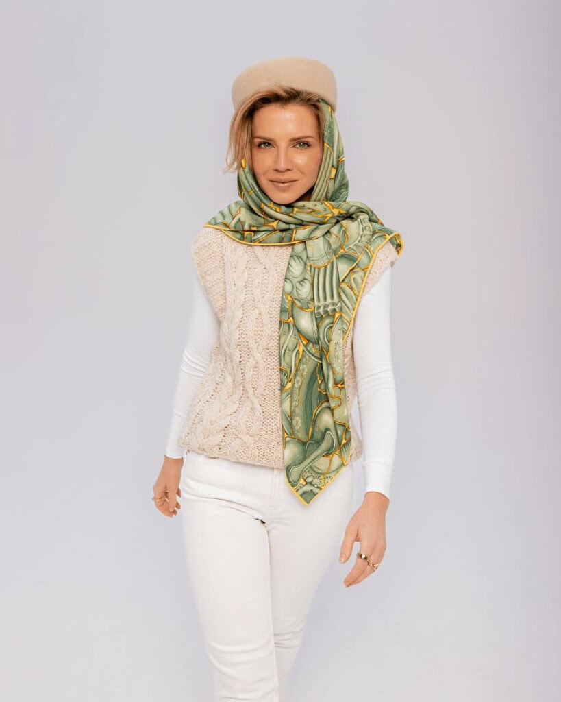 chusta welniano jedwabna dwustronna kintsugi spadiora 4