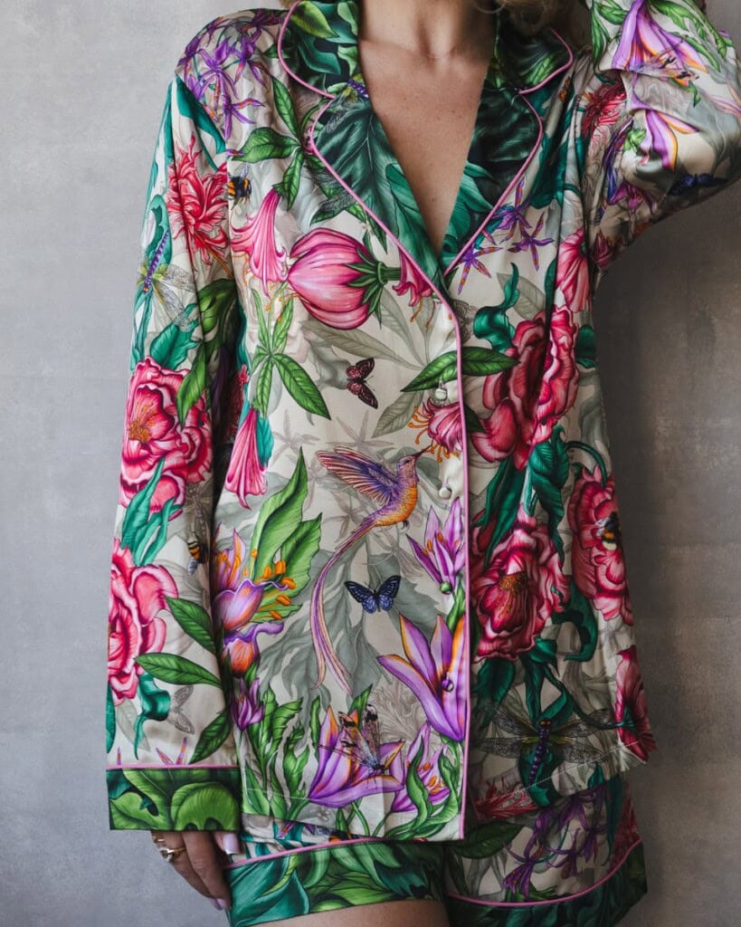 jedwabna satynowa pizama vesperto pomander z dlugim rekawem i szortami spadiora 2