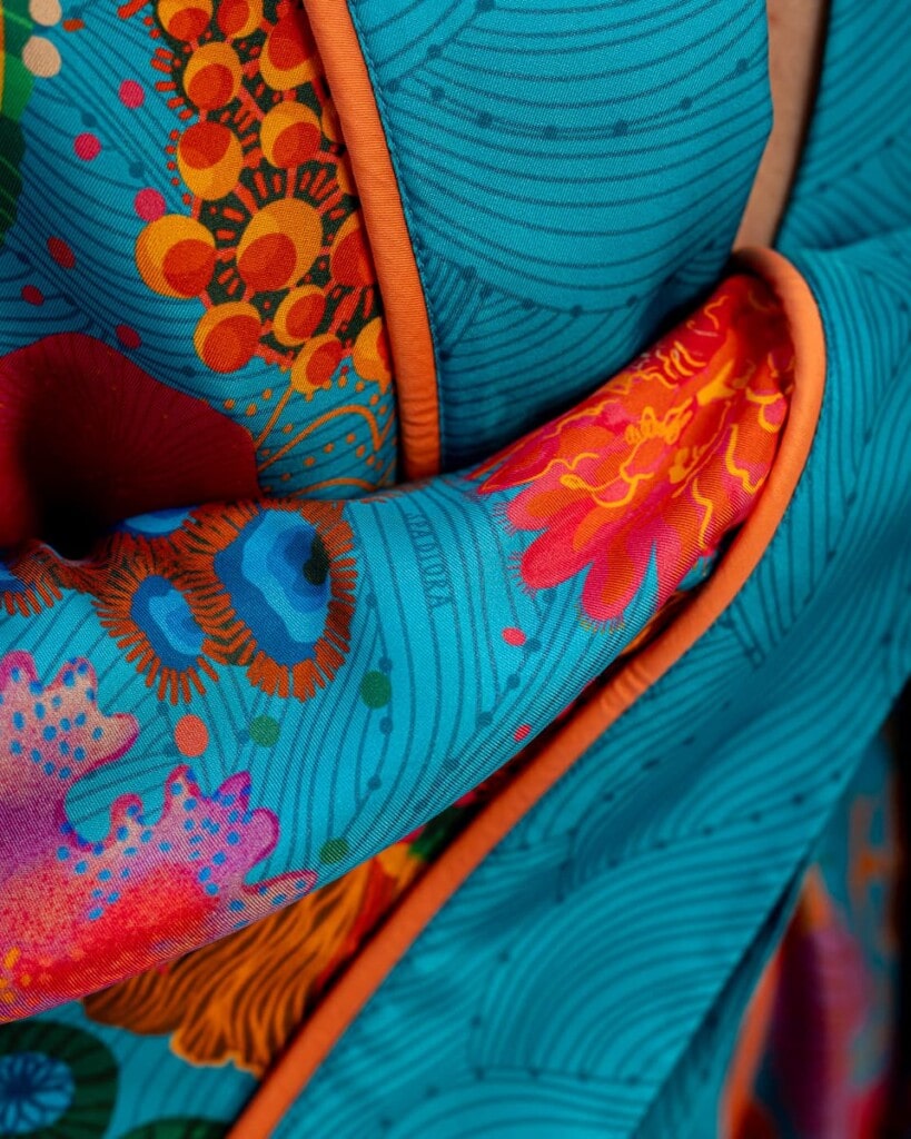 jedwabne kimono kwiaty podwodne spadiora 12