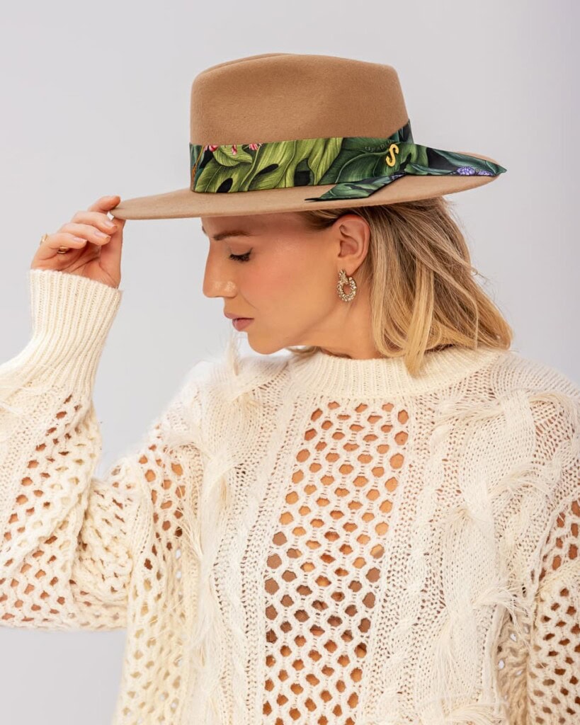 kapelusz damski bando z jedwabna szarfa bez spadiora 4