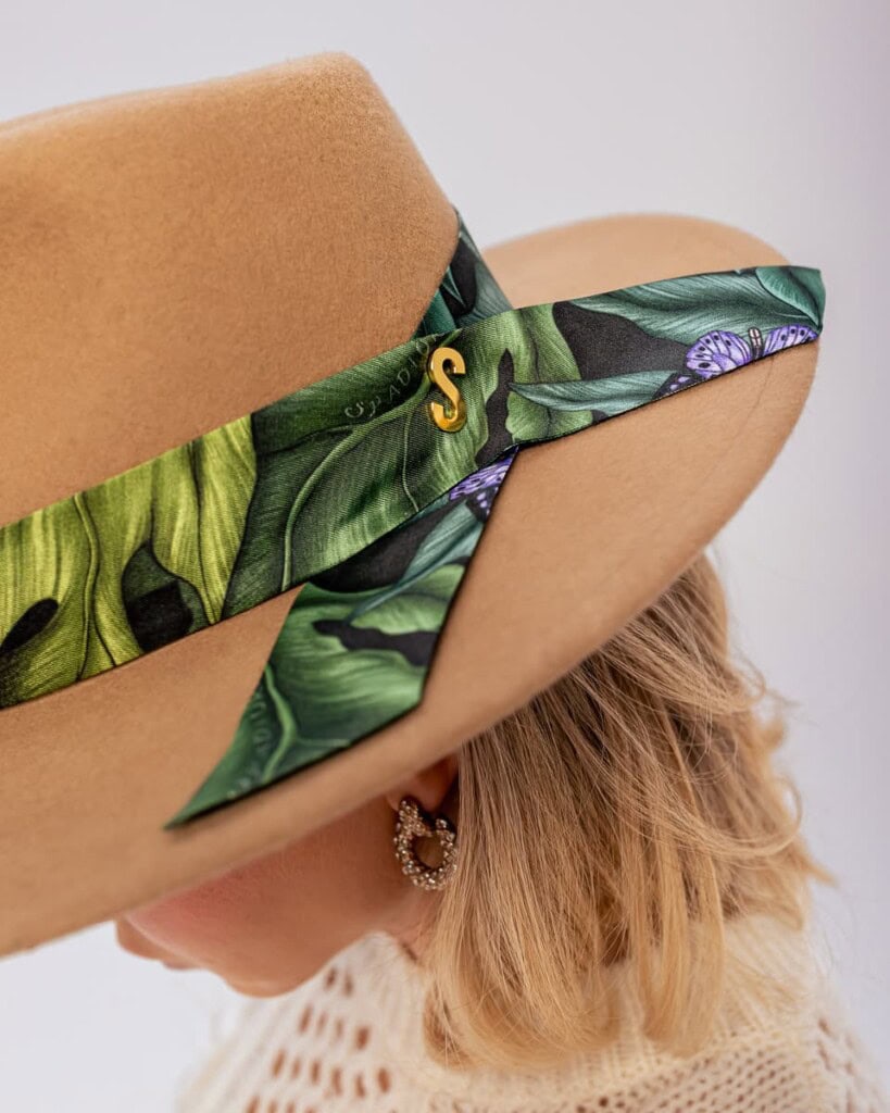 kapelusz damski bando z jedwabna szarfa bez spadiora 5