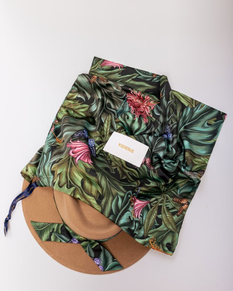 kapelusz damski bando z jedwabna szarfa bez spadiora 7