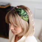 jedwabna opaska do wlosow z supelkiem pomander zielona spadiora