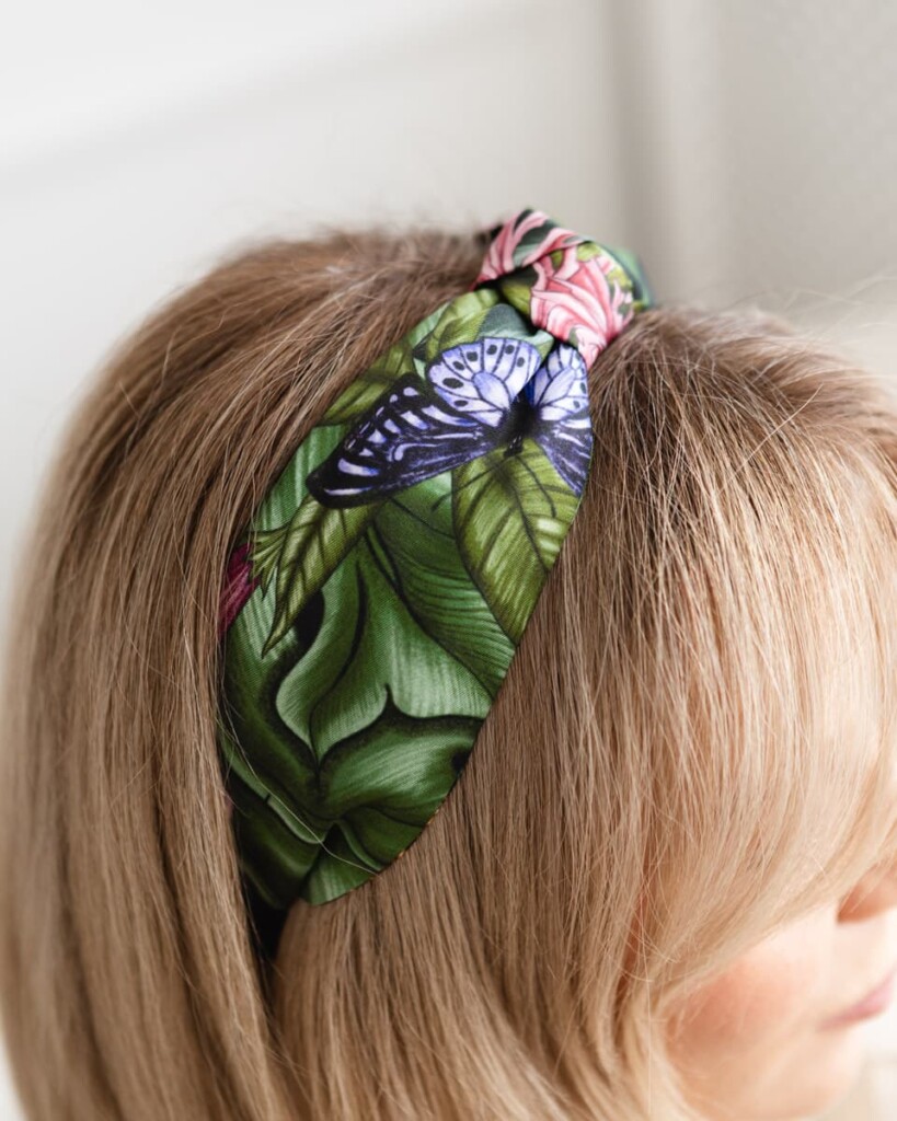 jedwabna opaska do wlosow z supelkiem pomander zielona spadiora 3