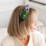 jedwabna opaska do wlosow z supelkiem pomander zielona spadiora 5