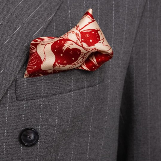 poszetka jedwabna meska dwustronna spadiolissa czerwona spadiora