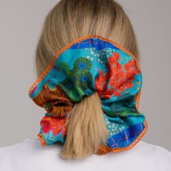 jedwabna gumka scrunchie z koronka akvo kwiaty podwodne spadiora