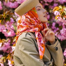 apaszka jedwabna dwustronna sakura o zachodzie slonca spadiora 15