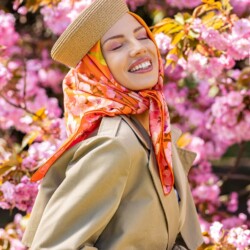 apaszka jedwabna dwustronna sakura o zachodzie slonca spadiora 16
