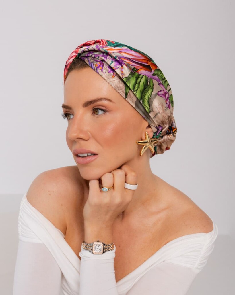 jedwabny turban premium pomander rozowy spadiora 1