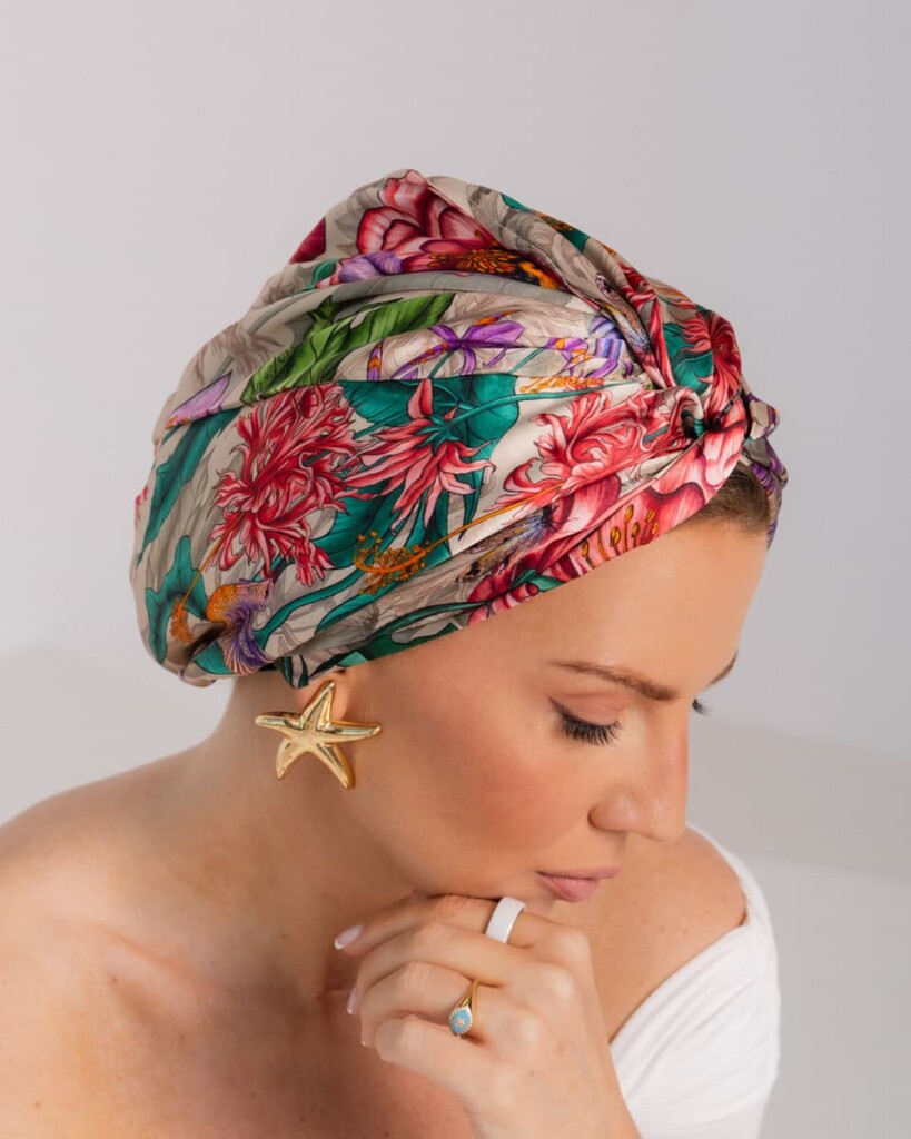 jedwabny turban premium pomander rozowy spadiora 2
